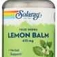 Solaray Lemon Balm 475mg 100 VegCaps Front of Bottle