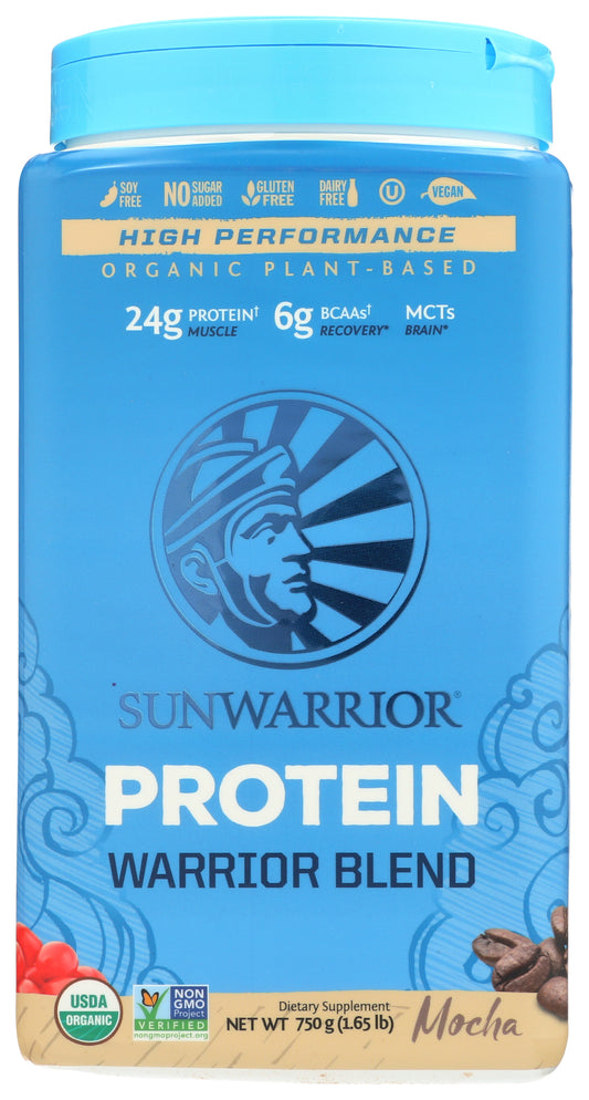 Sunwarrior Protein Powder Warrior Blend Mocha Flavor 750g Front of Tub