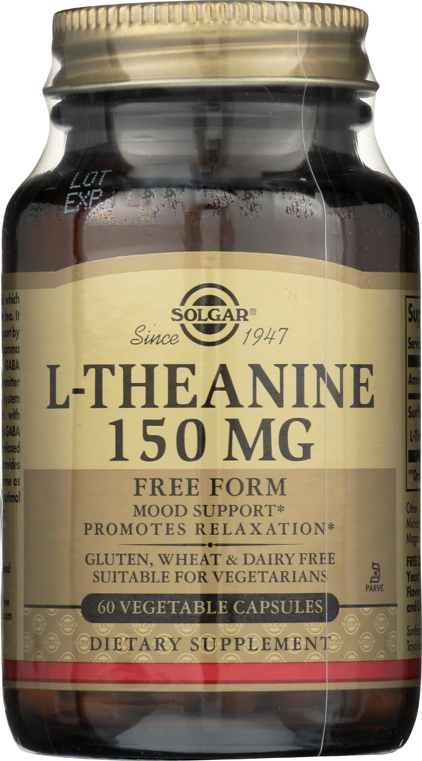 Solgar L-Theanine 150 mg 60 Vegetable Capsules Front