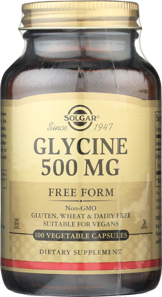 Solgar Glycine 500 mg 100 Vegetable Capsules Front
