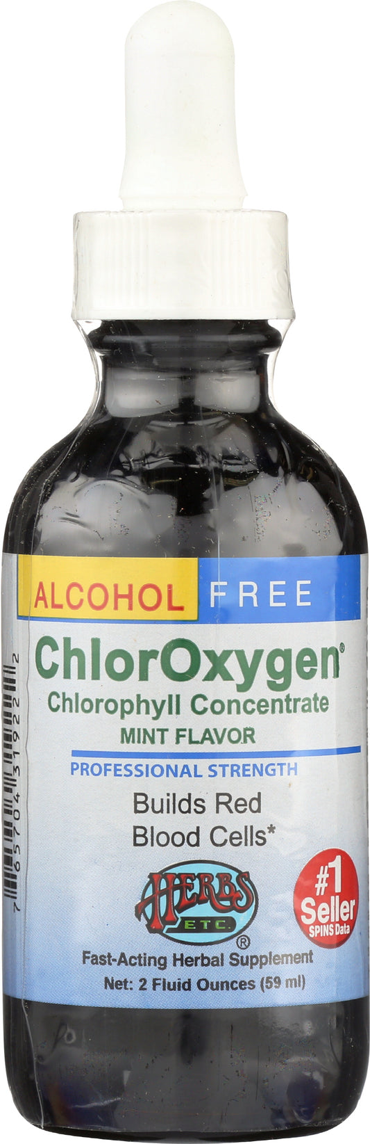 Herbs Etc. ChlorOxygen Mint Flavor 2 Fl. Oz. Front of Bottle