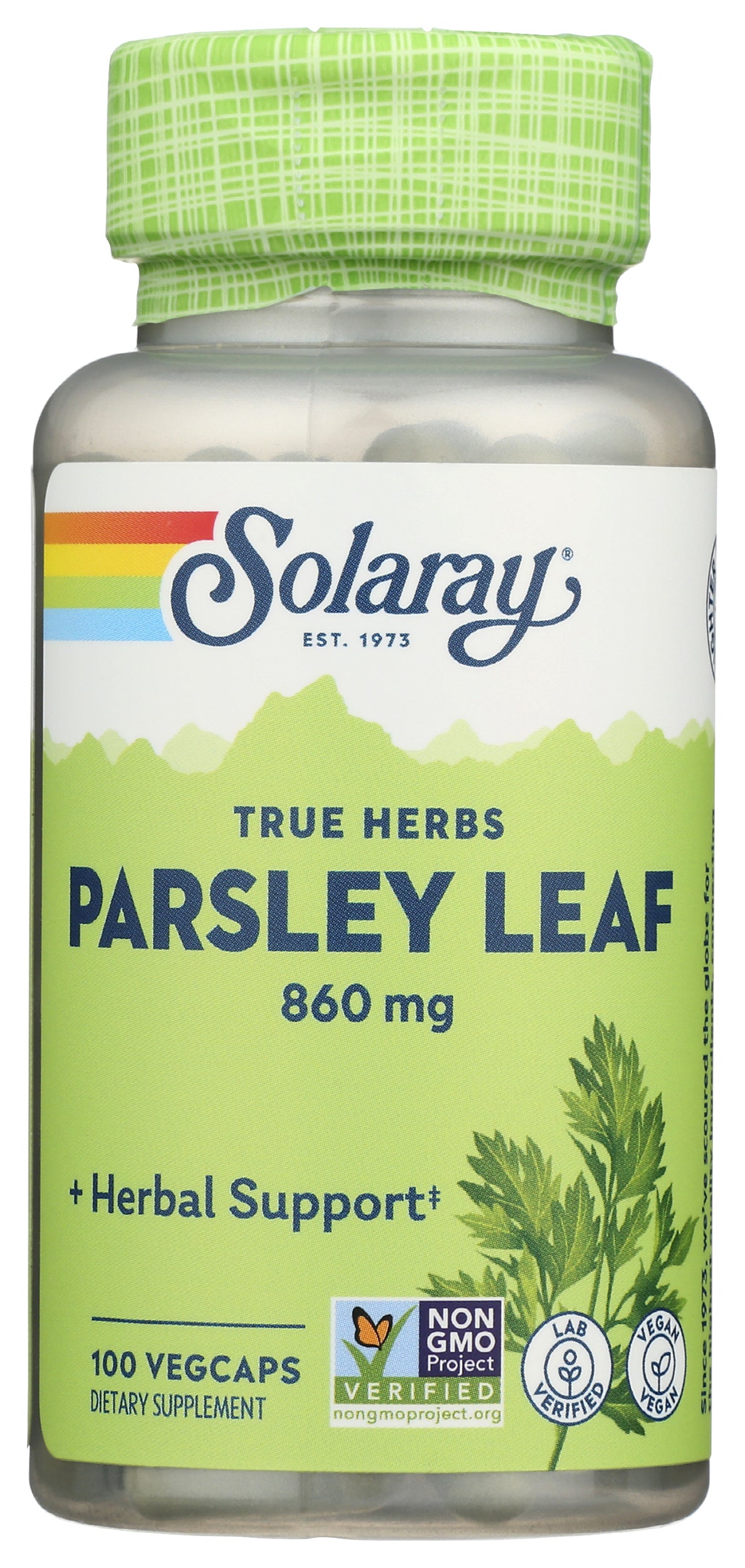 Solaray Parsley Leaf 860 mg 100 VegCaps Front of Bottle