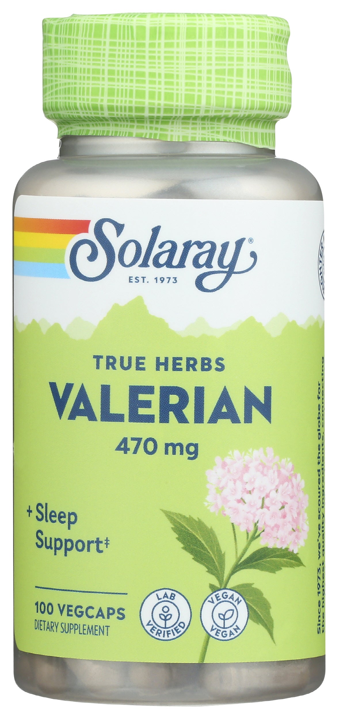 Solaray Valerian 470 mg 100 VegCaps Front of Bottle