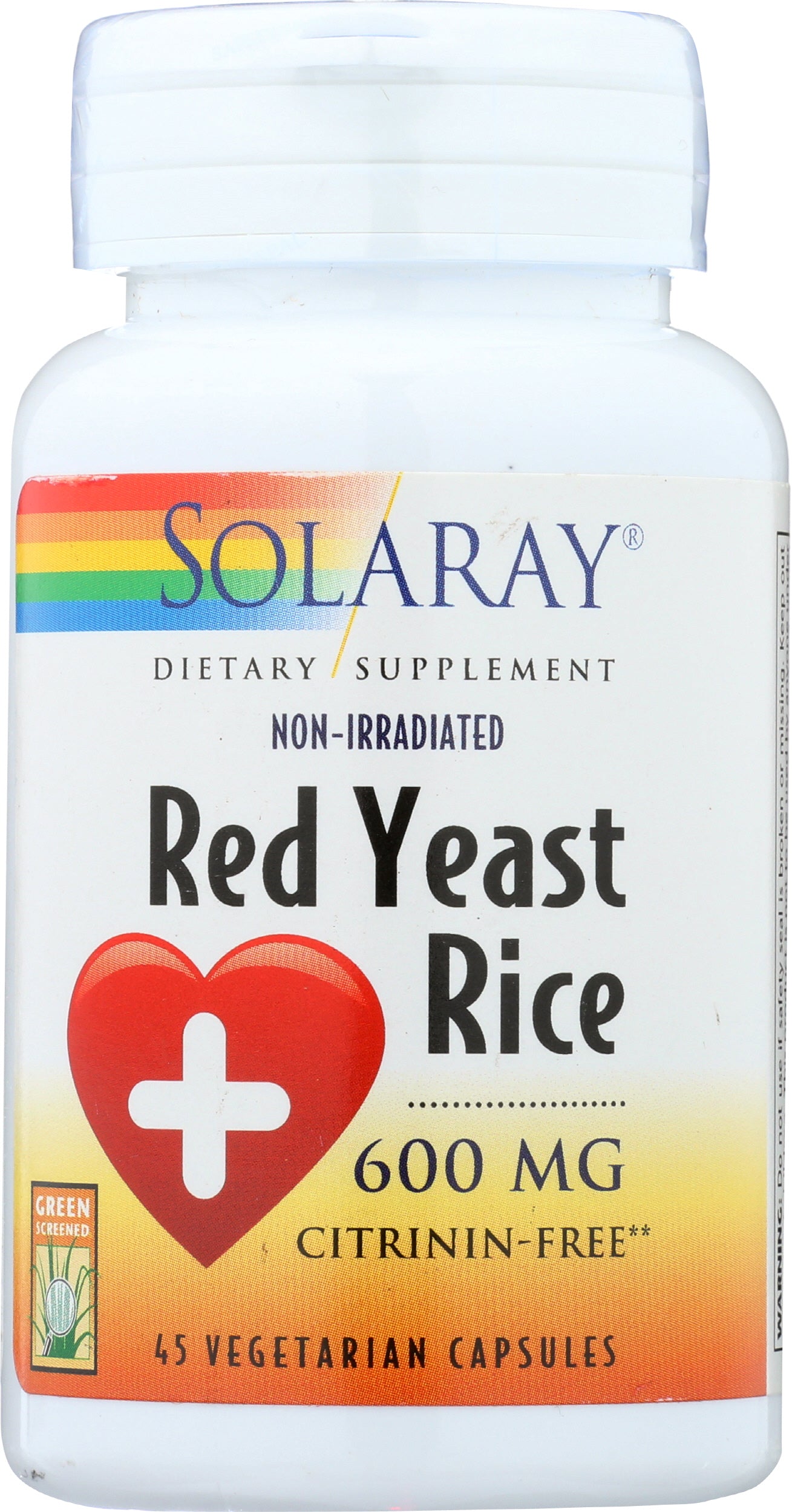 Solaray Red Yeast Rice 600 mg 45 VegCaps Front