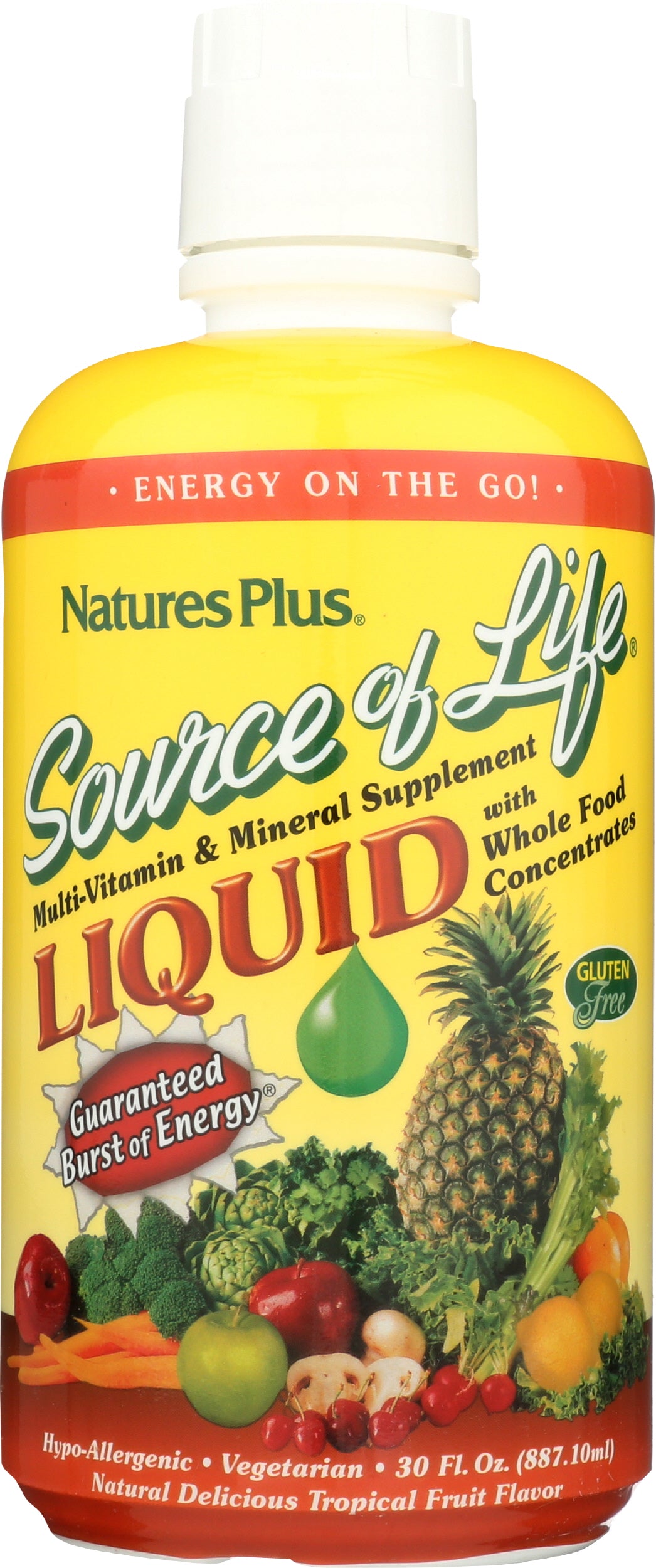 Natures Plus Source of Life Liquid Tropical Fruit 30 fl oz Front of Bottle