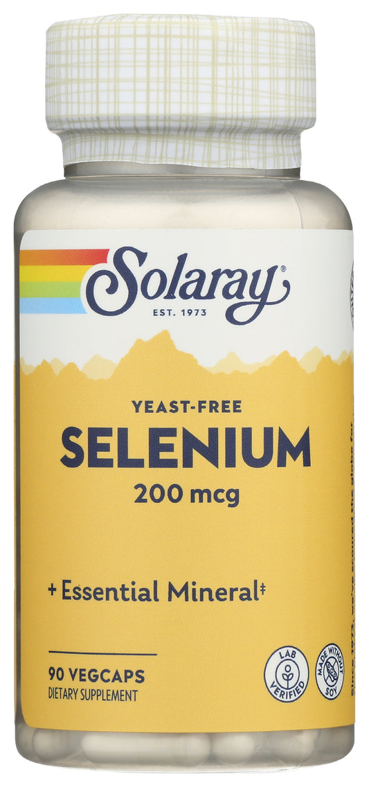 Solaray Yeast-Free Selenium 200mcg 90 VegCaps Front of Bottle