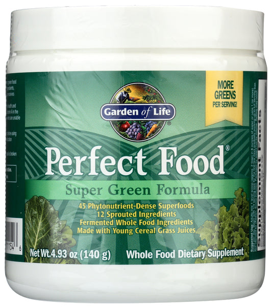 Garden of Life Perfect Food Super Green Formula 140g Front of Bottle