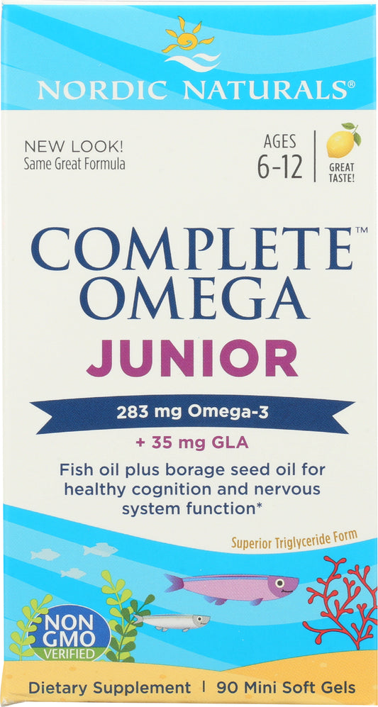 Nordic Naturals Complete Omega Junior 283 mg Omega-3 90 Mini Soft Gels Front