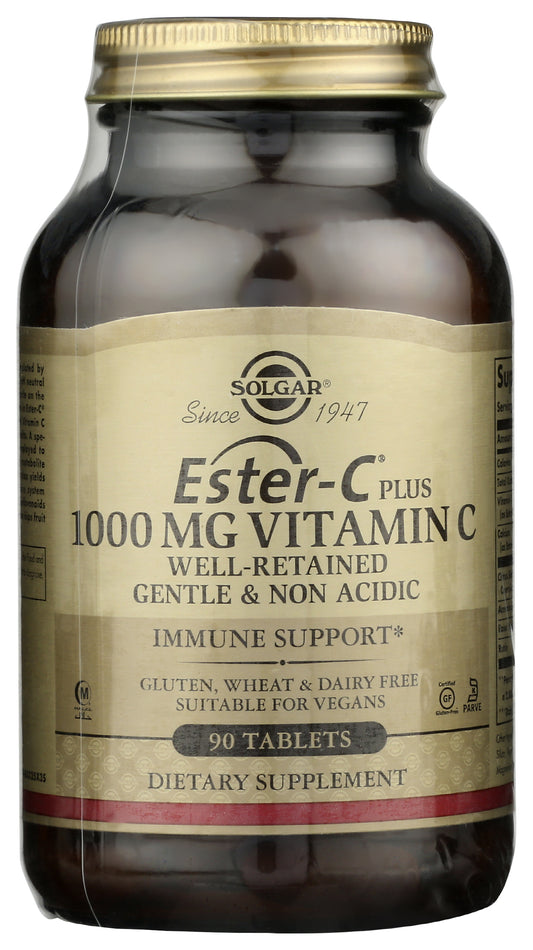 Solgar Ester-C Plus 1000 mg Vitamin C 90 Tablets Front of Bottle