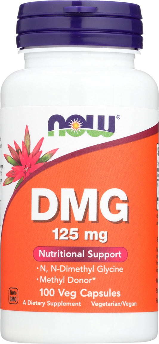 NOW DMG 125 mg 100 Veg Capsules Front