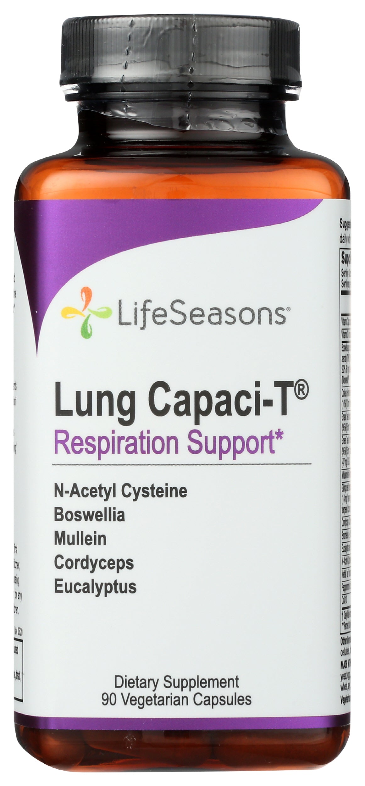 LifeSeasons Lung Capaci-T 90 Veg Capsules Front of Bottle