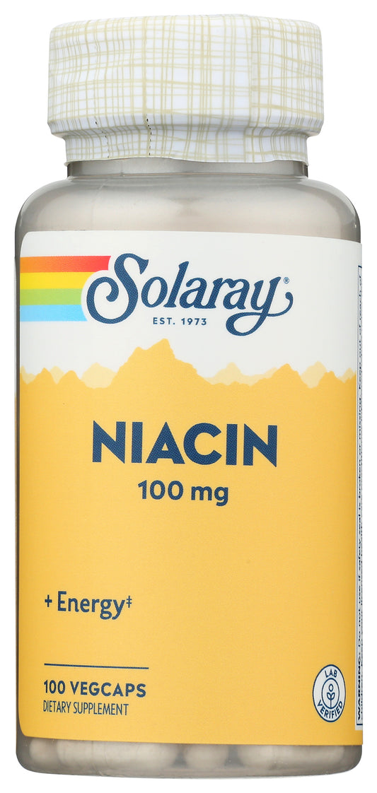 Solaray Niacin 100 mg 100 Vegcaps Front of Bottle