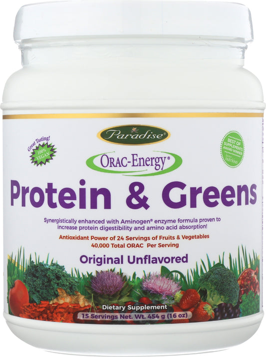 Paradise Protein & Greens Unflavored Protein Powder 16oz Front of Can