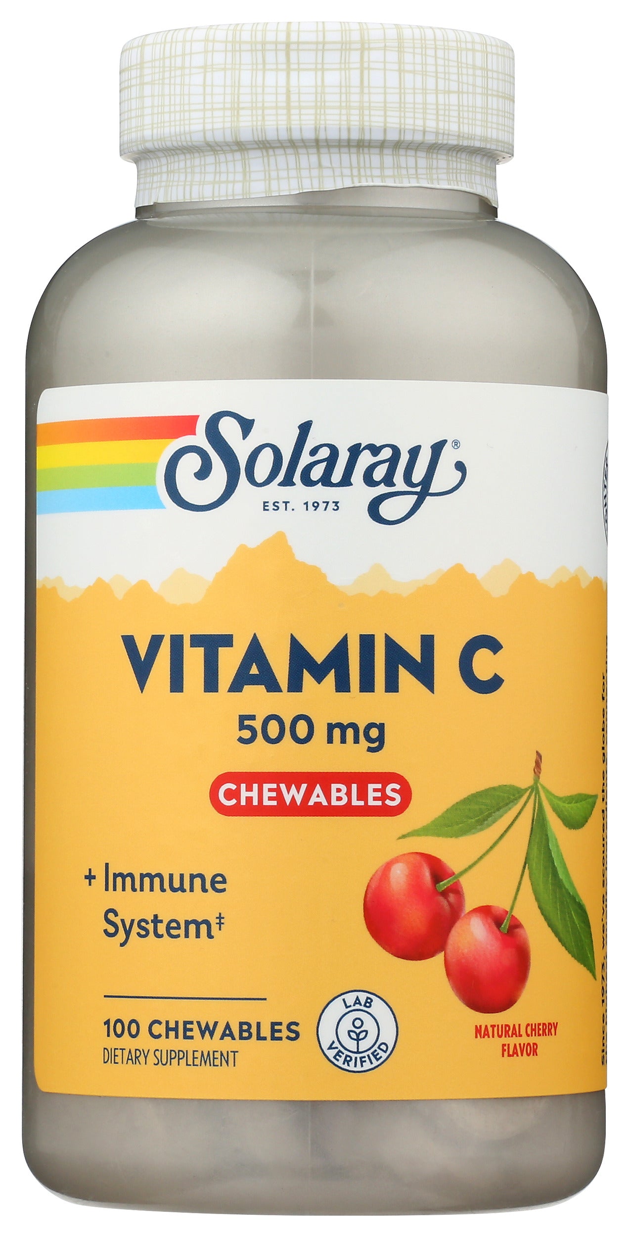 Solaray Vitamin C 500mg 100 Chewables Front of Bottle