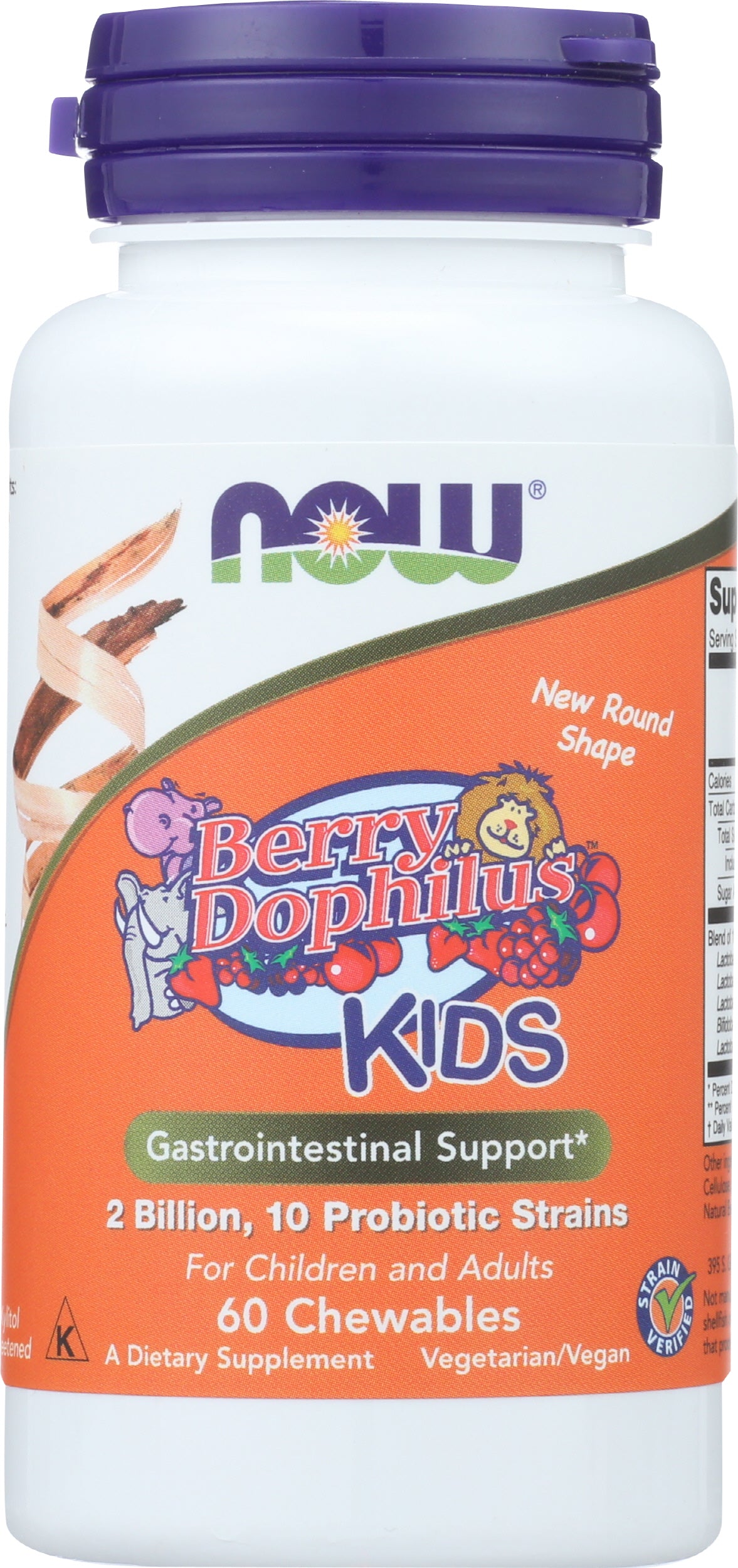 NOW BerryDophilus Kids Probiotic Front of Bottle
