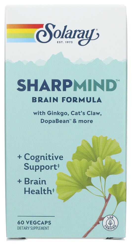 Solaray SharpMind Brain Formula 60 VegCaps Front of Box