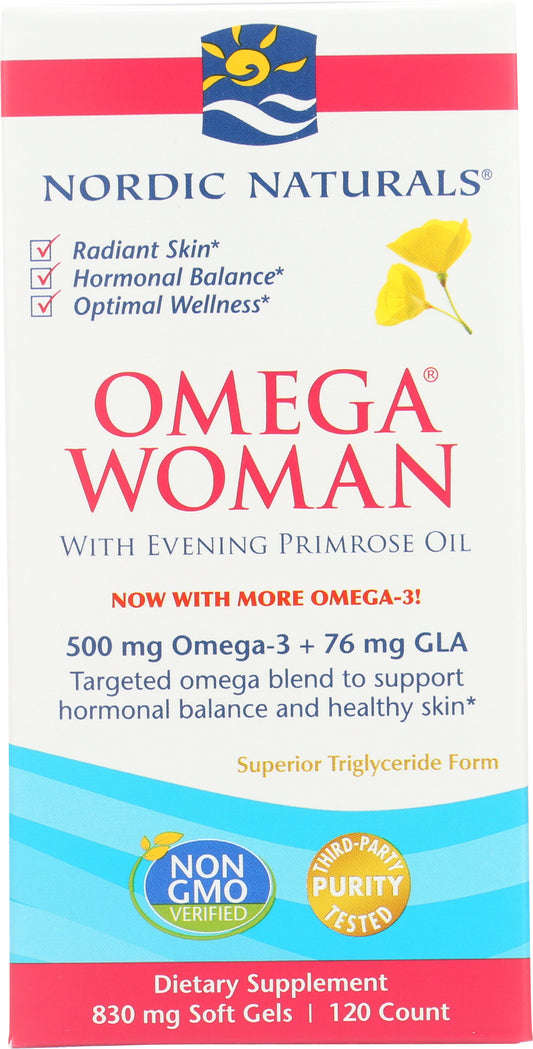 Nordic Naturals Omega Woman with Evening Primrose Oil 120 Soft Gels Front