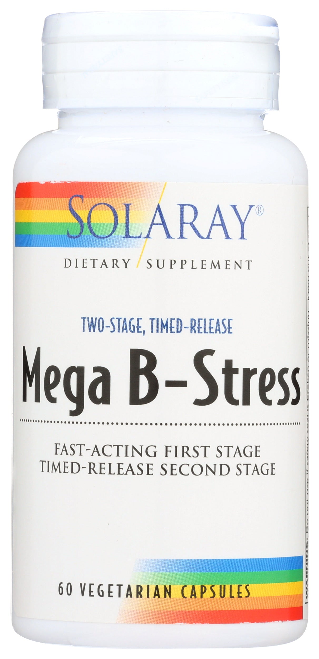 Solaray Timed Release Mega B-Stress 60 VegCaps Front of Bottle