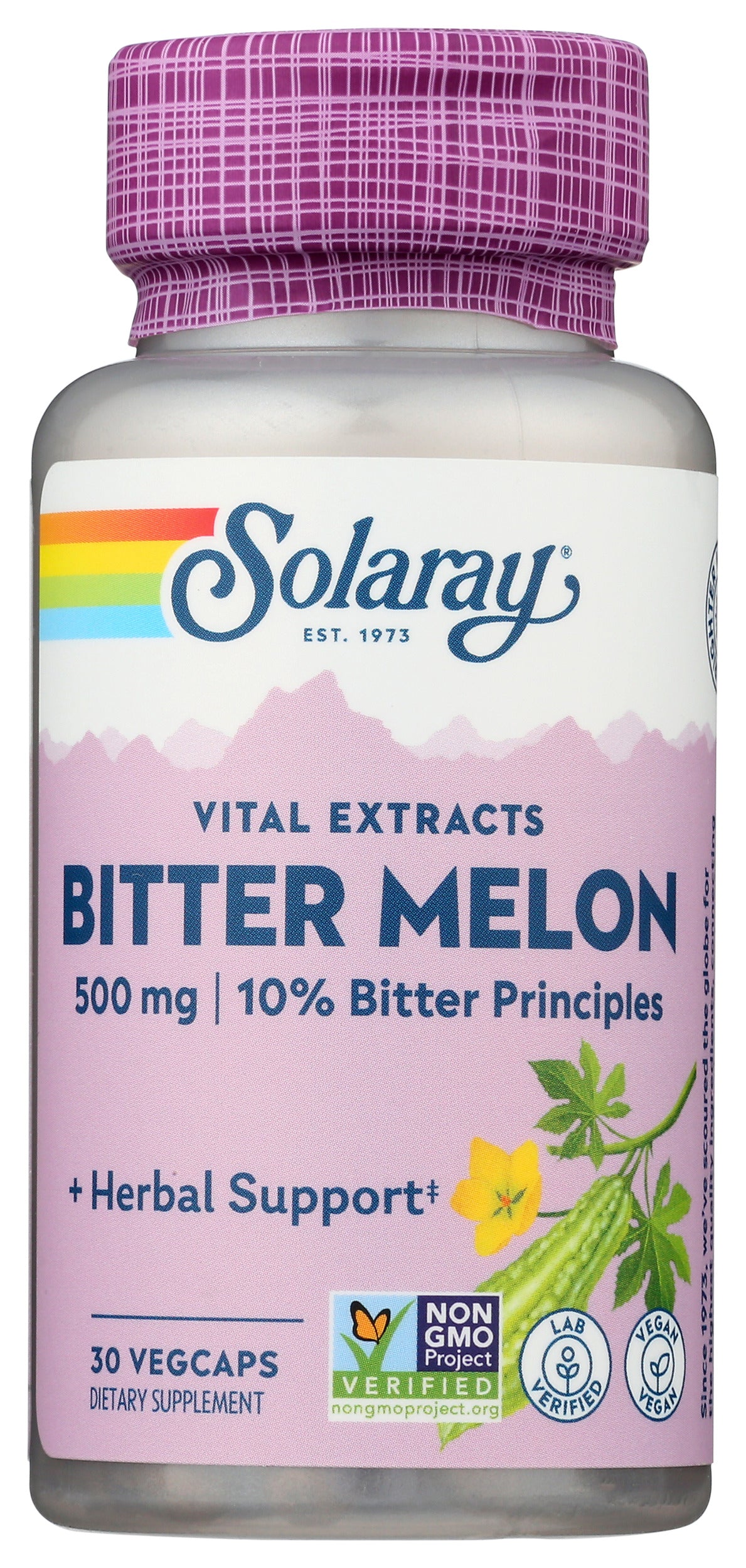 Solaray Bitter Melon Fruit Extract 500 mg 30 VegCaps Front of Bottle
