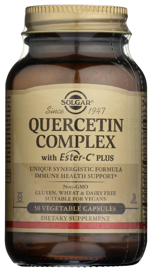 Solgar Quercetin Complex with Ester-C Plus 50 Vegetable Capsules Front of Bottle