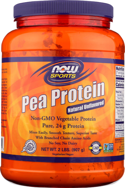 Now Sports Organic Pea Protein 2lbs Front of Tub