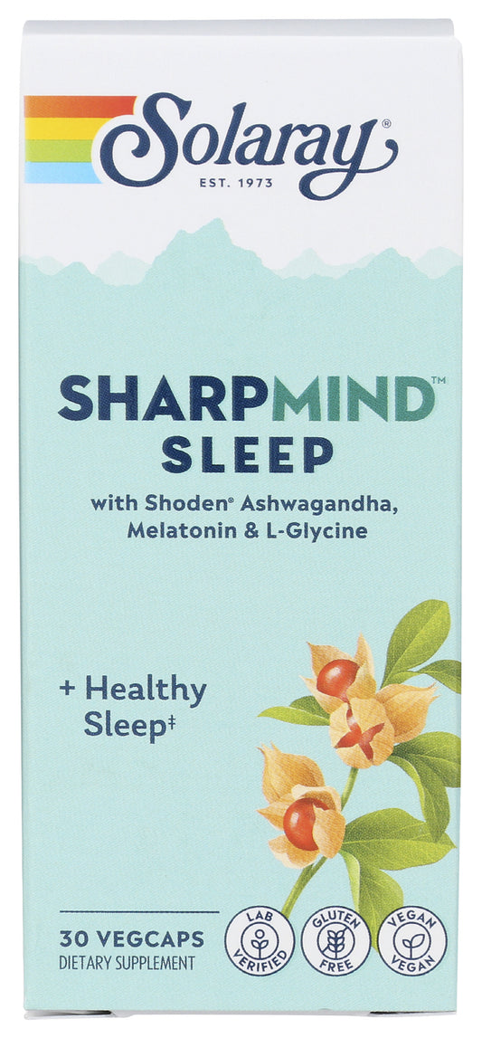Solaray SharpMind Sleep 30 VegCaps Front of Box