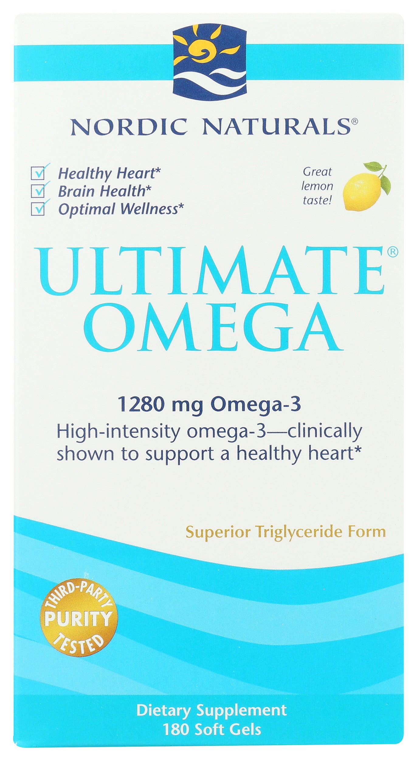 Nordic Naturals Ultimate Omega 1280mg 180 Soft Gels Front of Box