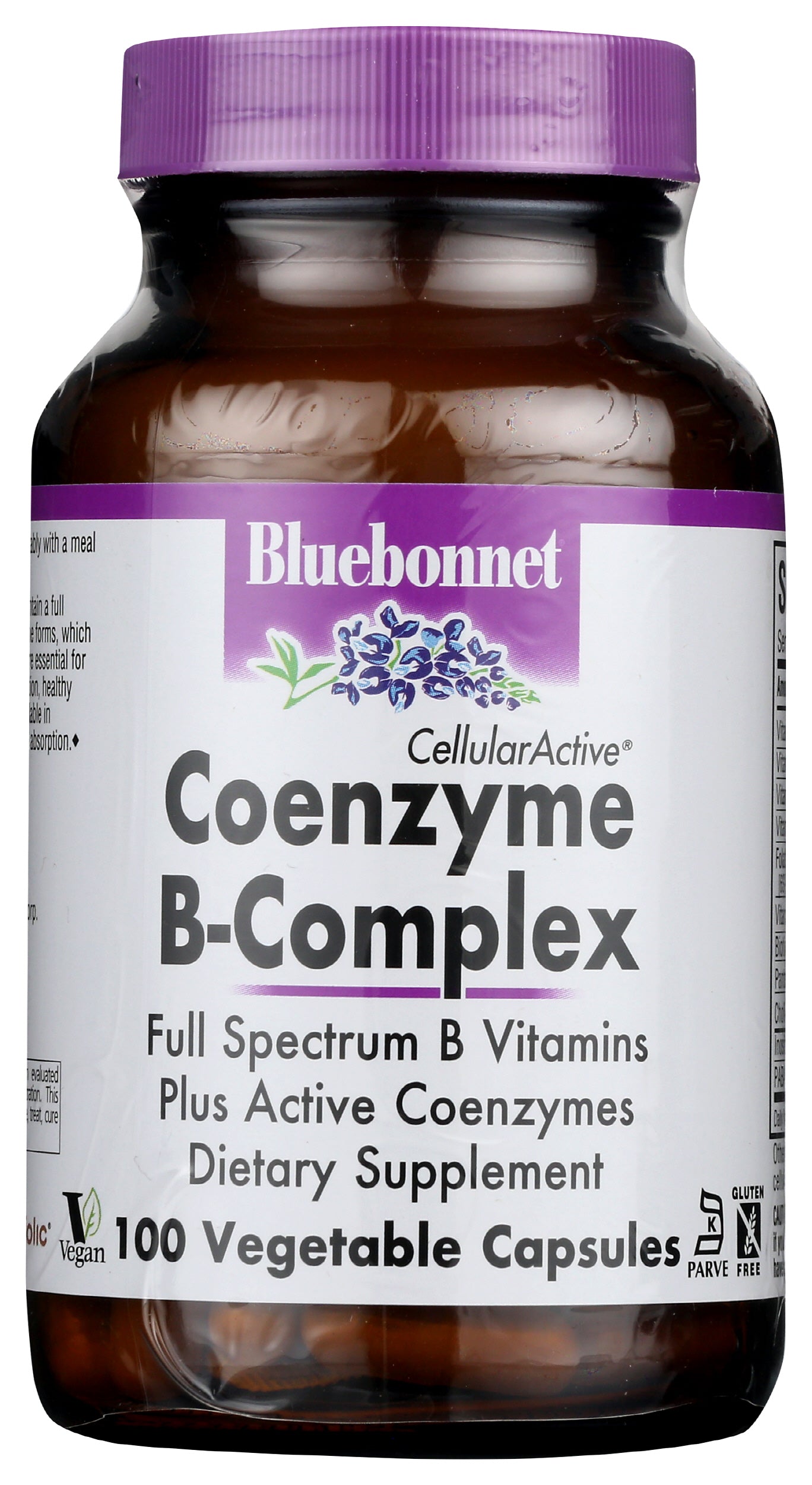 Bluebonnet Coenzyme B-Complex 100 Vegetable Capsules Front of Bottle