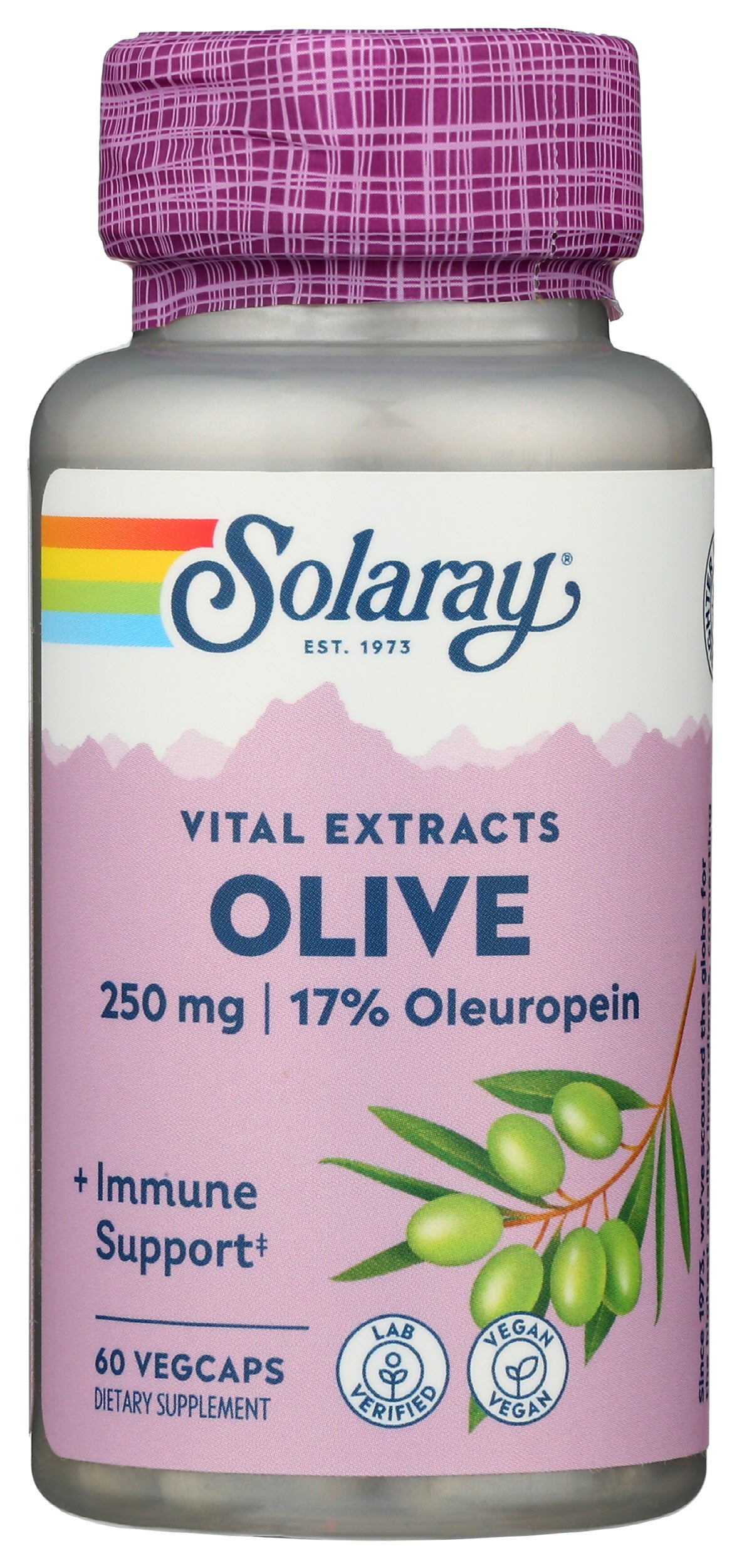 Solaray Olive Leaf Extract 60 VegCaps Front of Bottle