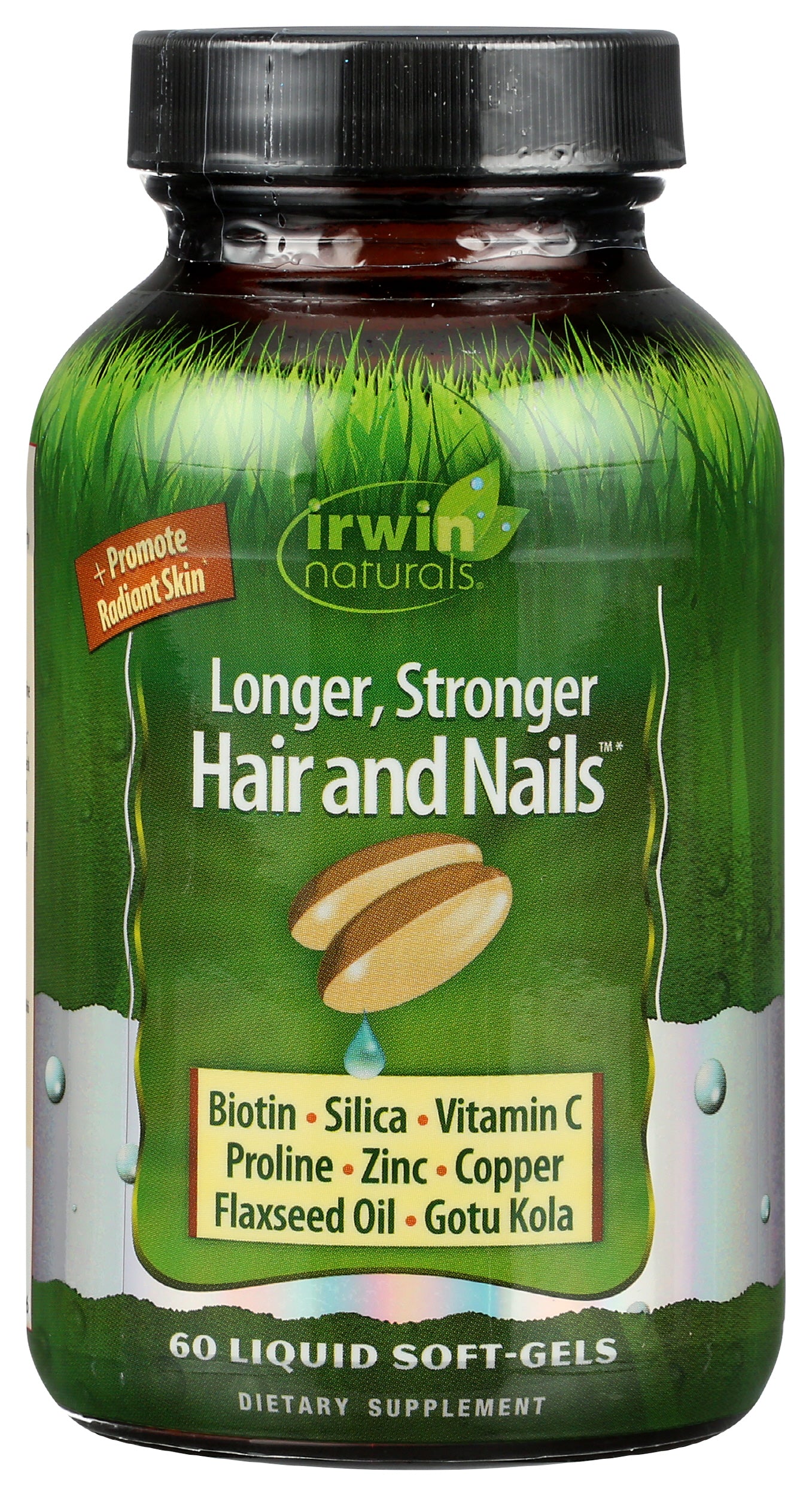 Irwin Naturals Longer, Stronger Hair and Nails 60 Liquid Soft Gels Front