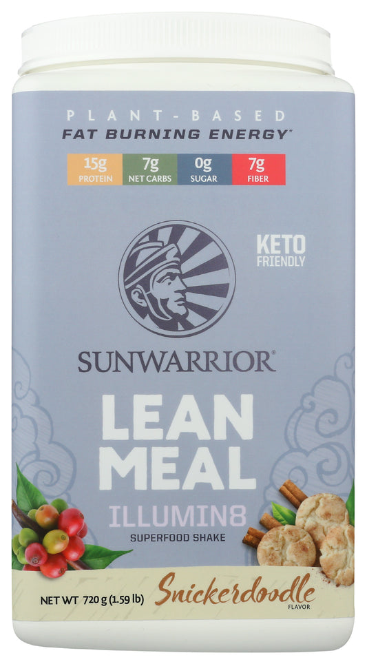 Sunwarrior Lean Meal Illumin8 Snickerdoodle Flavor 720g Front of Tub