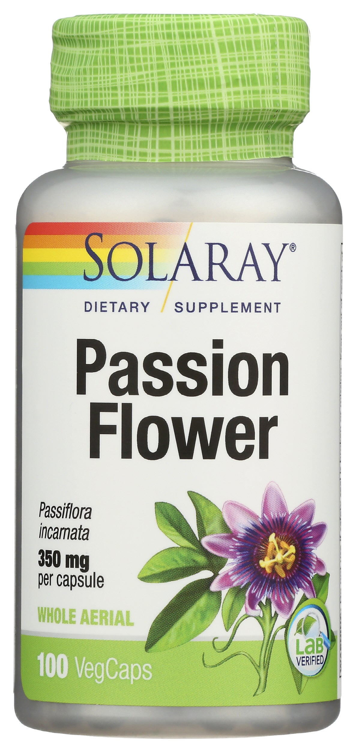 Solaray Passion Flower 700 mg 100 VegCaps Front of Bottle