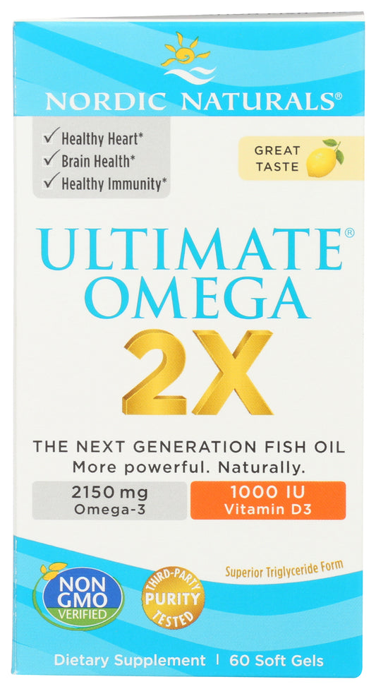 Nordic Naturals Ultimate Omega 2X 2150mg + 1000 IU Vitamin D Front of Box