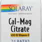 Solaray Cal-Mag Citrate with Vitamin D-2 180 VegCaps Front of Bottle