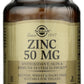 Solgar Zinc 50mg 100 Tablets Front of Bottle