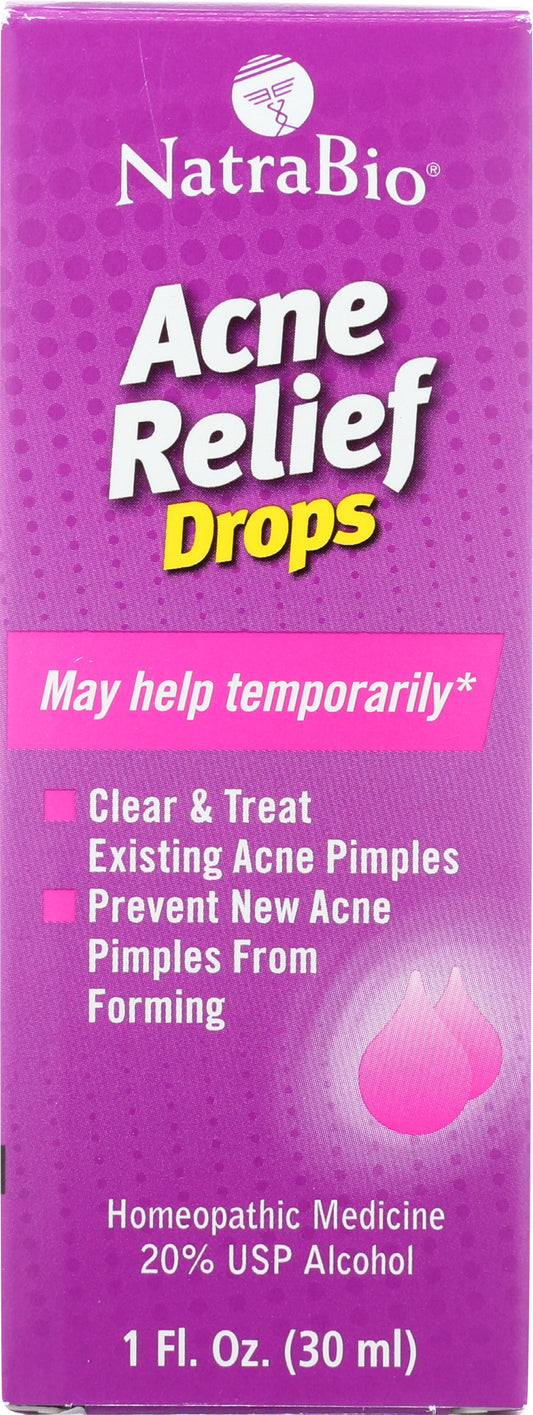 NatraBio Acne Relief Drops 1 fl oz Front