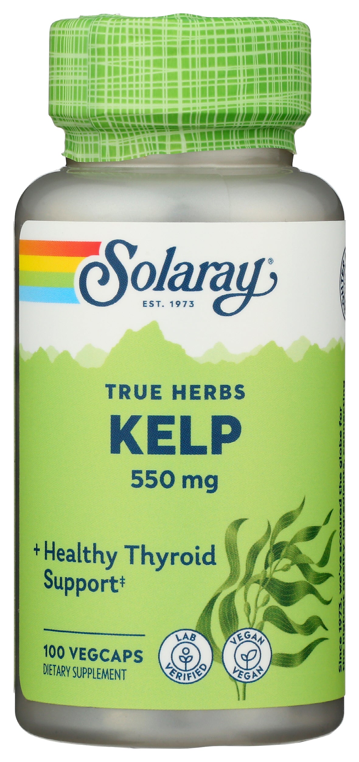 Solaray Kelp 550mg 100 VegCaps Front of Bottle