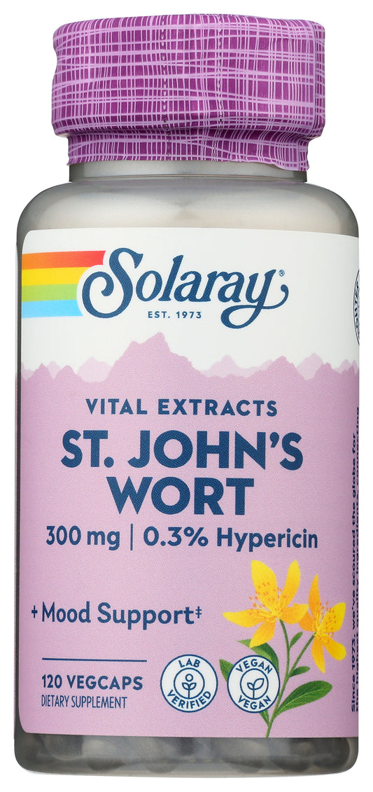 Solaray Vital Extracts St. John's Wort 300 mg 120 VegCaps Front of Bottle