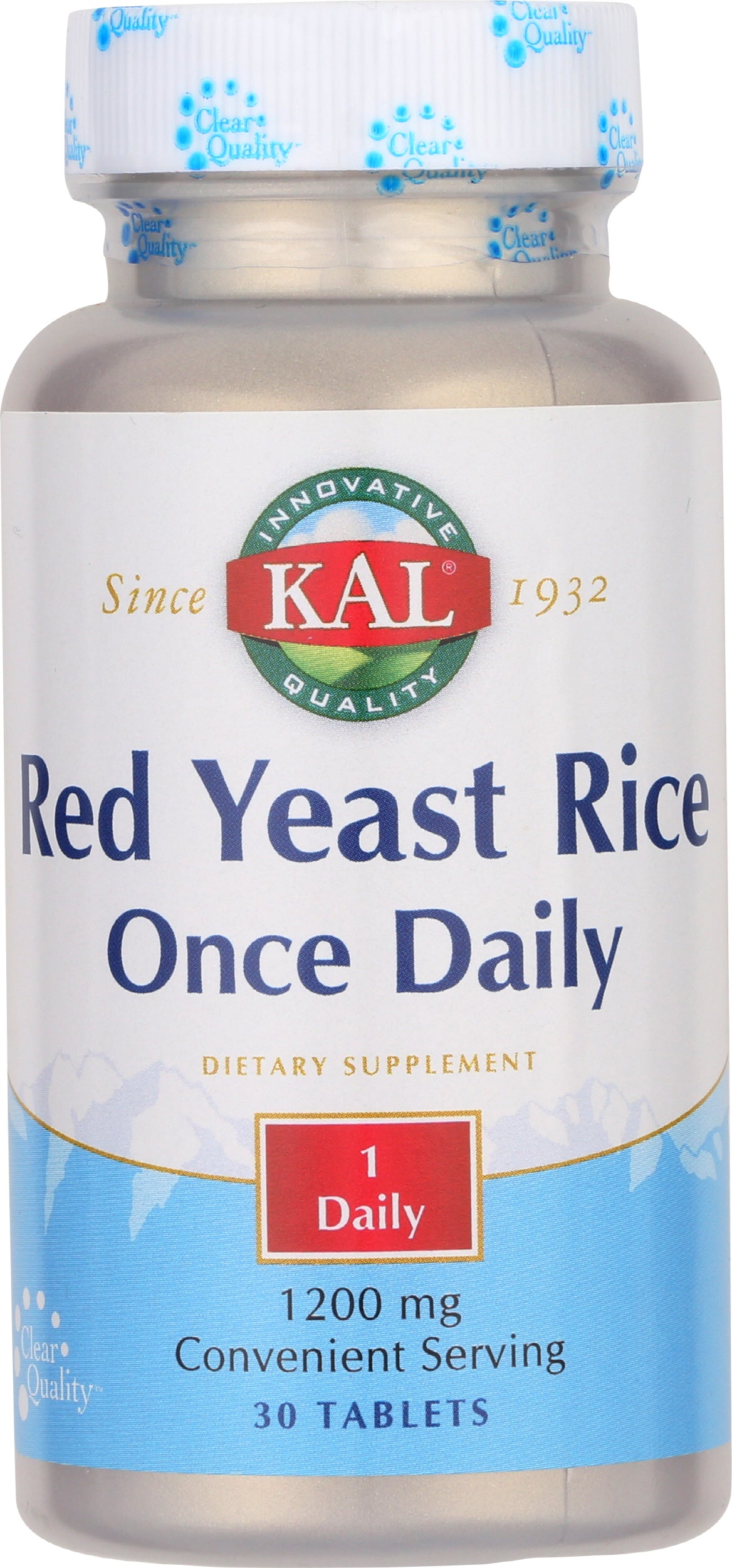 KAL Red Yeast Rice Once Daily 1200 mg 30 Tablets Front