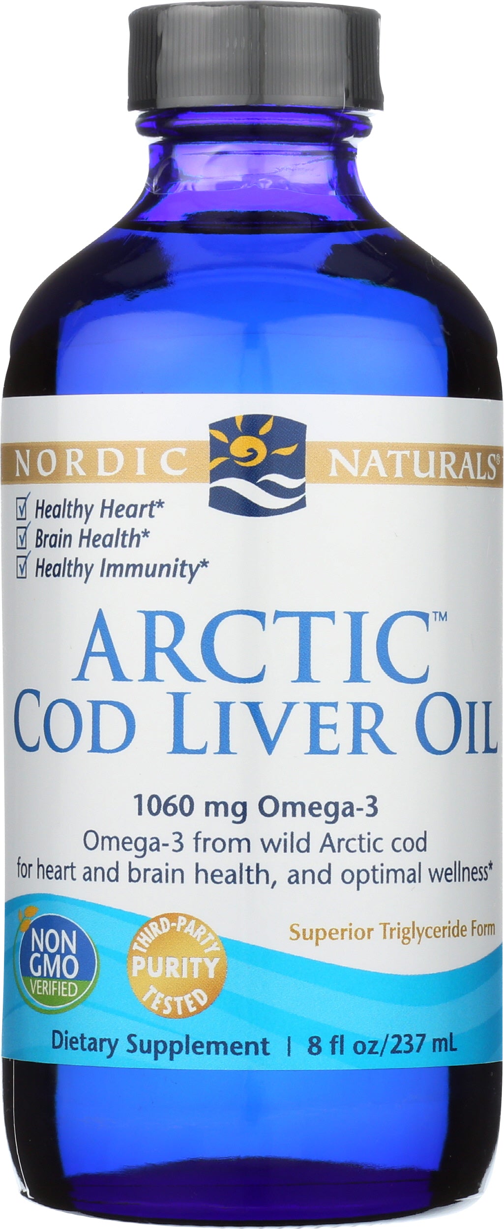 Nordic Naturals Arctic Cod Liver Oil 1060 mg 8 fl oz Front of Bottle