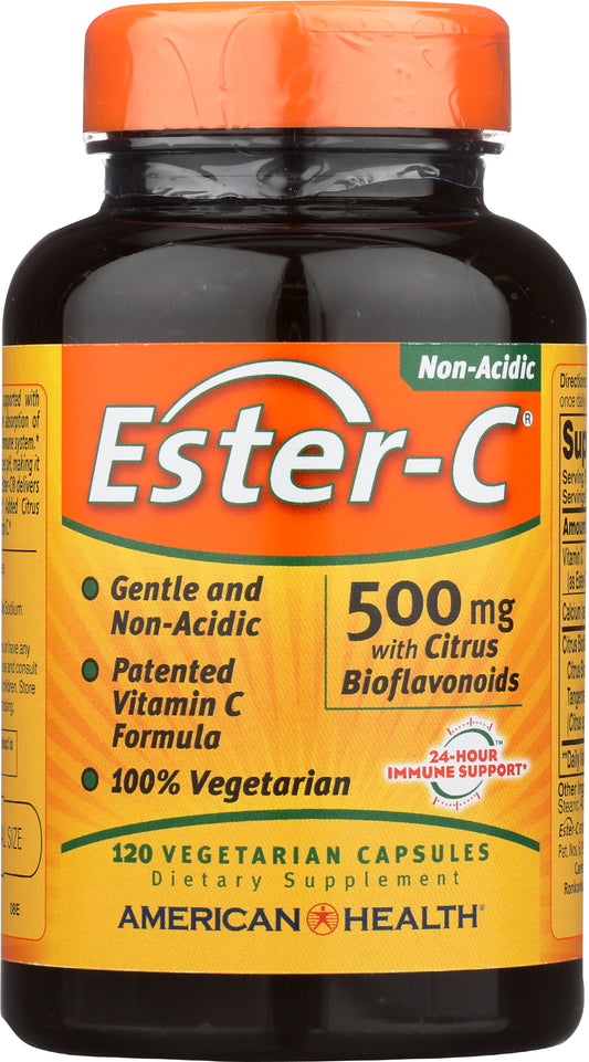 American Health Ester-C 500mg 120 Vegetarian Capsules Front of Bottle