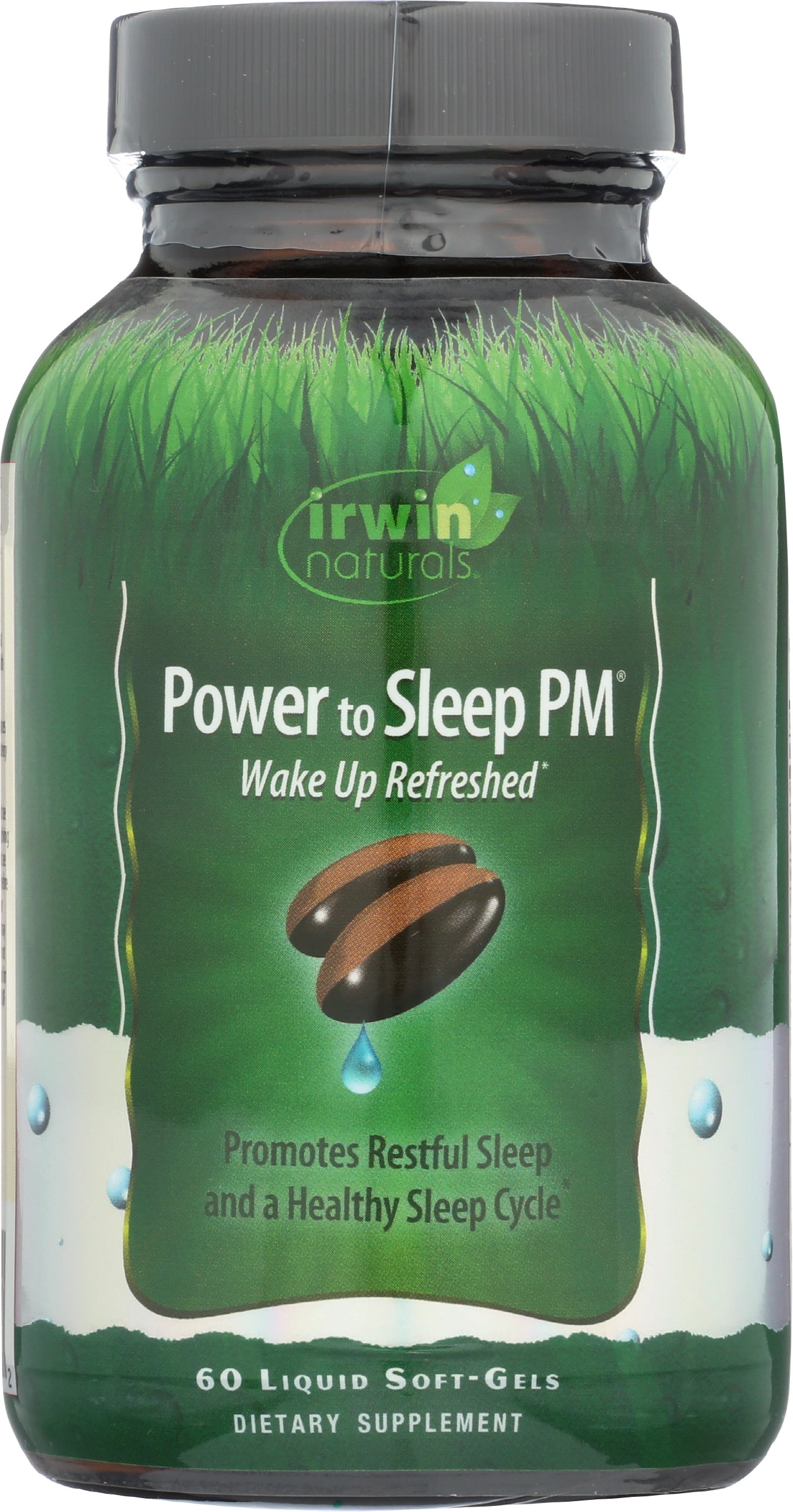 Irwin Naturals Power to Sleep PM 60 Soft Gels Front of Bottle