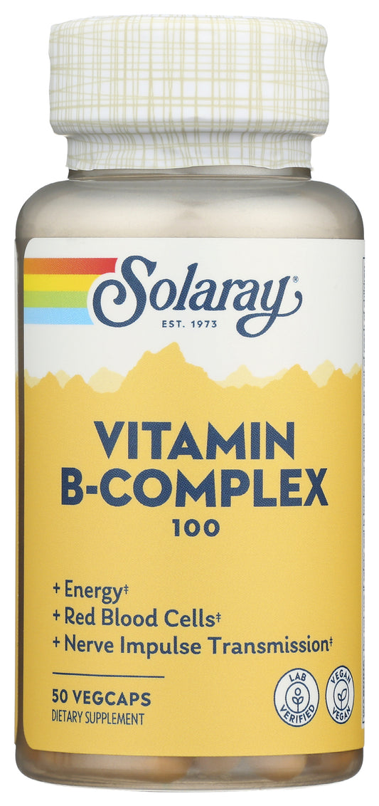Solaray Vitamin B-Complex 100 50 VegCaps Front of Bottle