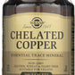 Solgar Chelated Copper 100 Tablets Front of Bottle