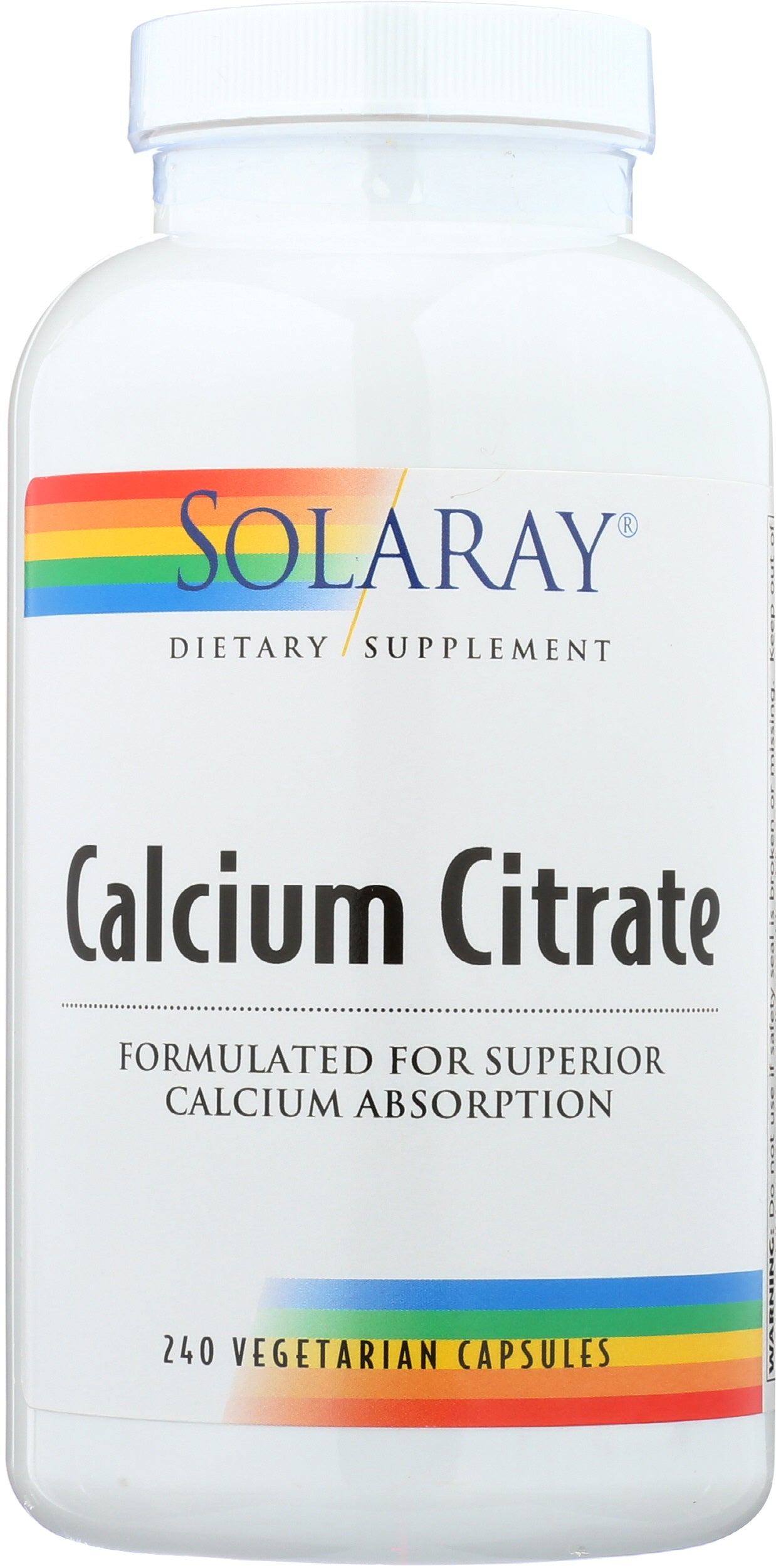 Solaray Calcium Citrate 1000mg 240 Veg Caps Front of Bottle