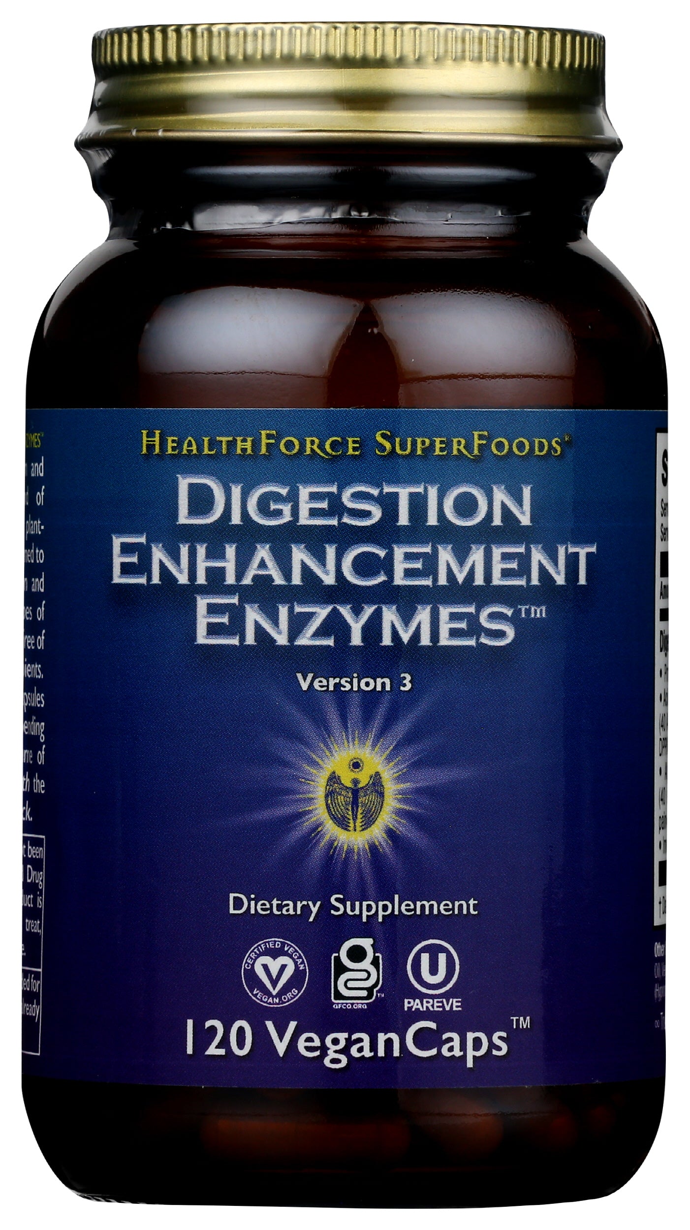 HealthForce SuperFoods Digestion Enhancement Enzymes 120 VeganCaps Front