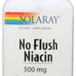 Solaray No Flush Niacin 500mg 100 VegCaps Front of Bottle