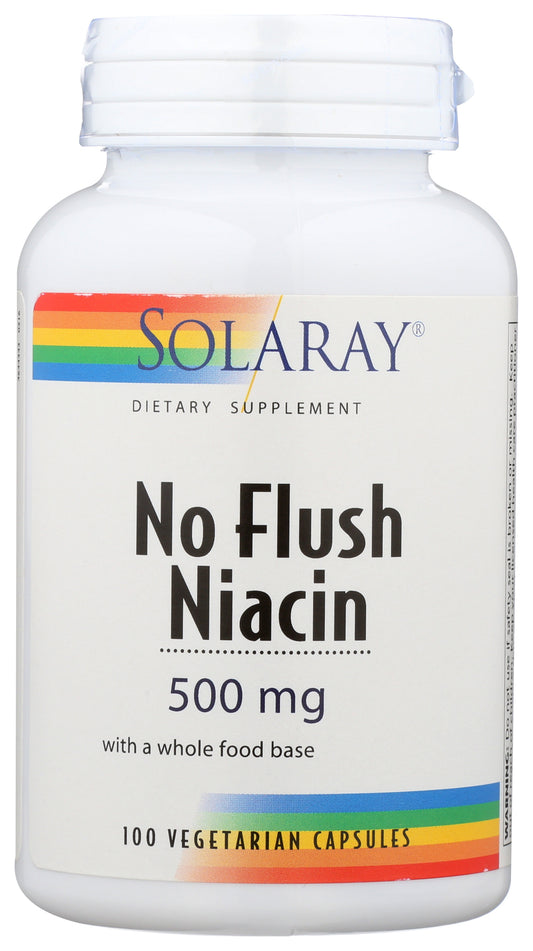 Solaray No Flush Niacin 500mg 100 VegCaps Front of Bottle