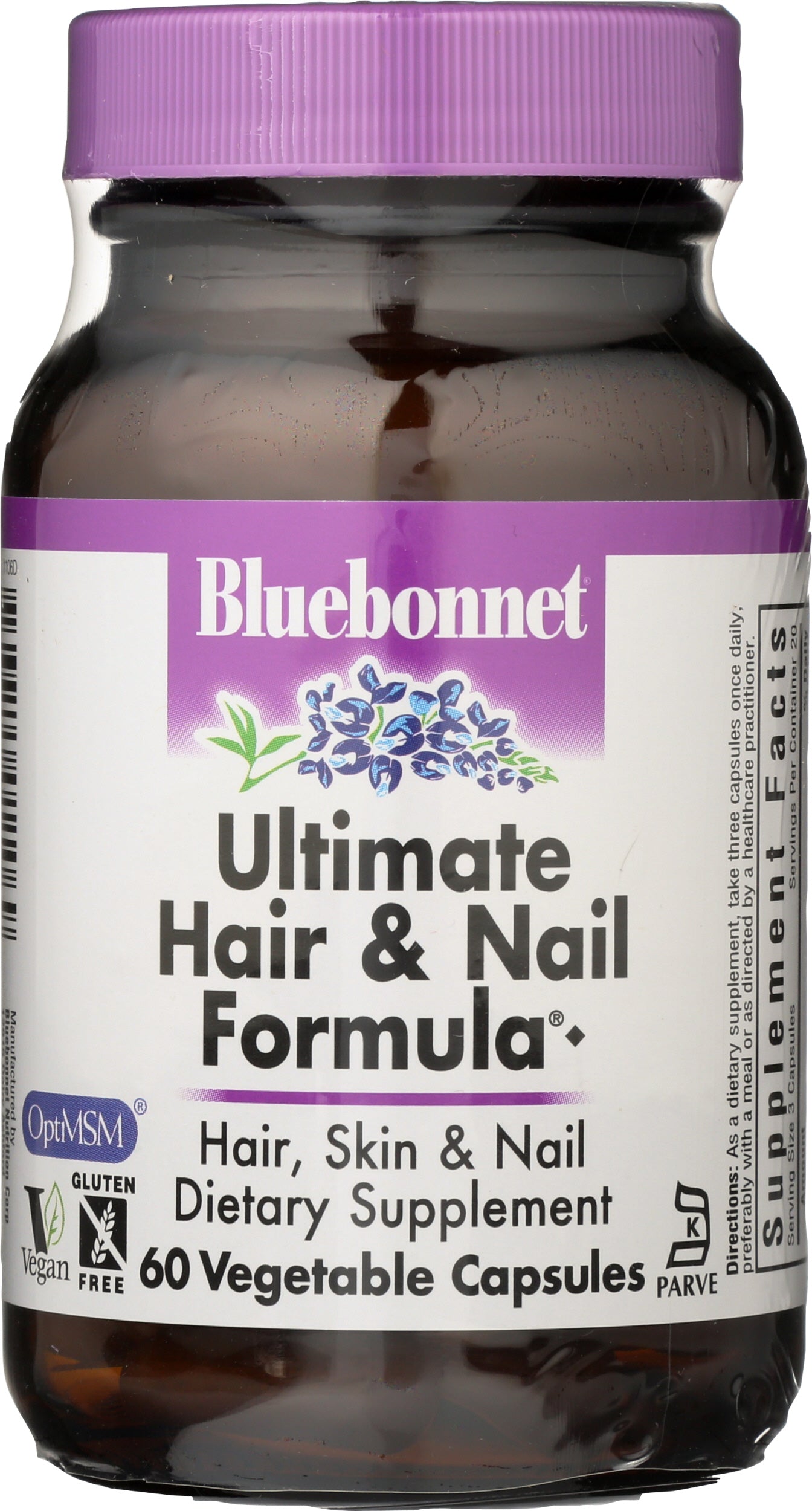 Bluebonnet Ultimate Hair & Nail Formula 60 Vegetarian Capsules Front
