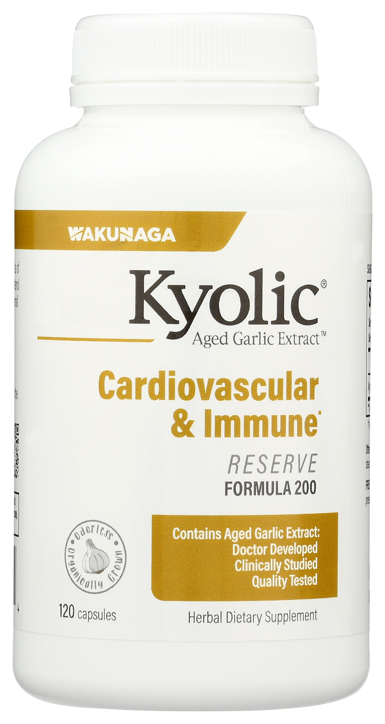 Wakunaga Kyolic Aged Garlic Extract Cardiovascular & Immune Formula 200 120 Capsules Front